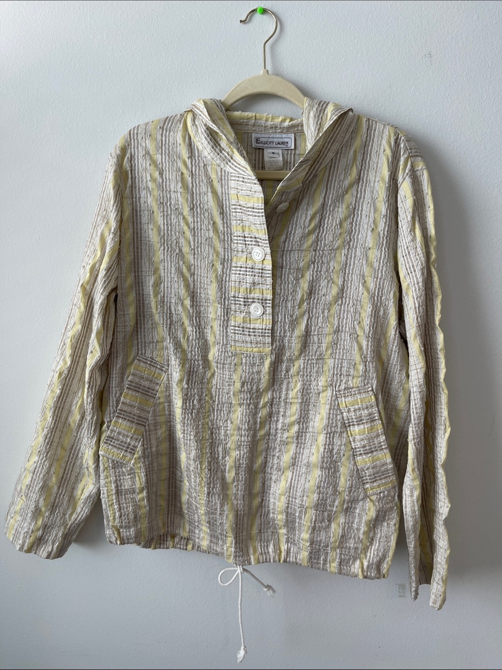 Elliott Lauren Striped Hooded Anorak in Yellow and Cream